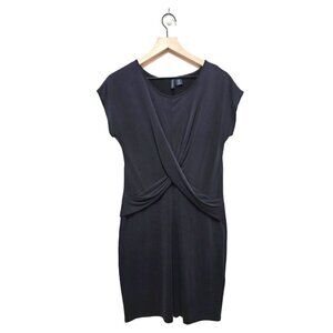 Paraphrase Gray Short Sleeve Round Neck Twist Front Mini Dress Sz M